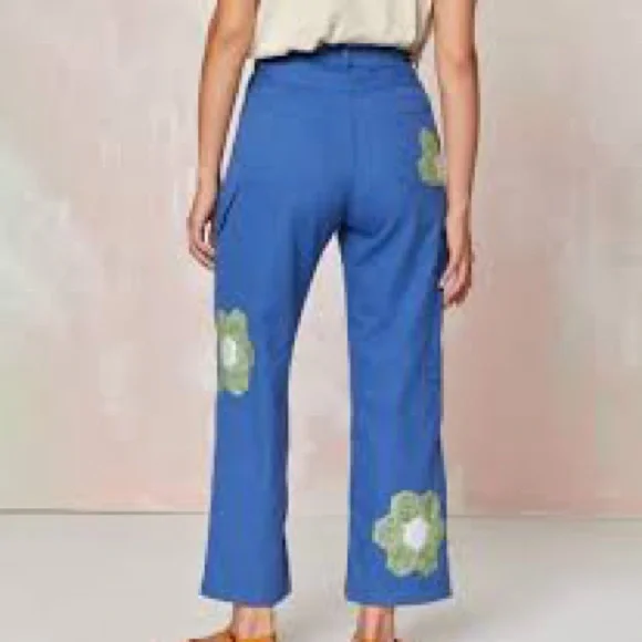 Christy Dawn Vibrant Blue Floral Trousers - Picture 3 of 11